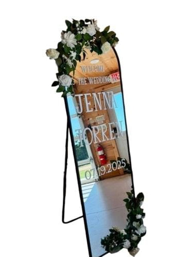 Espejo vinil personalizado y flores