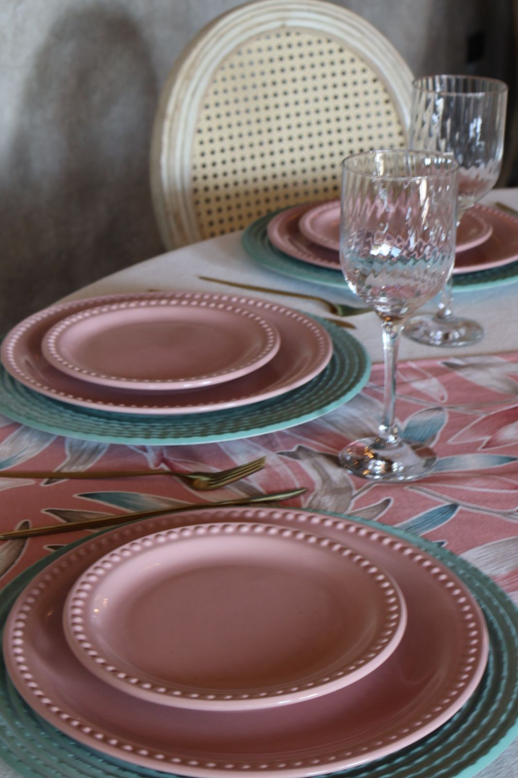 Plato Trinche Puntos Rosa