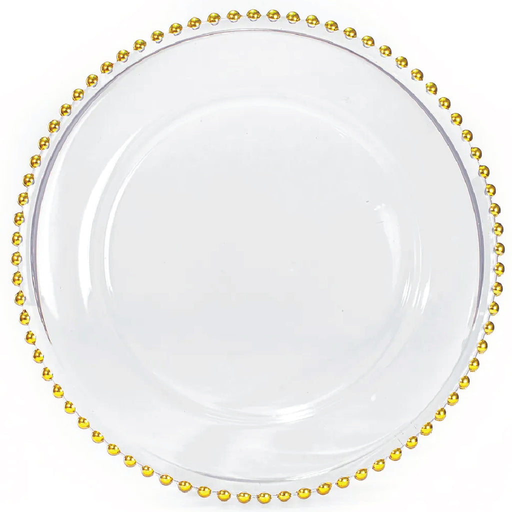 Transparente con perlas doradas