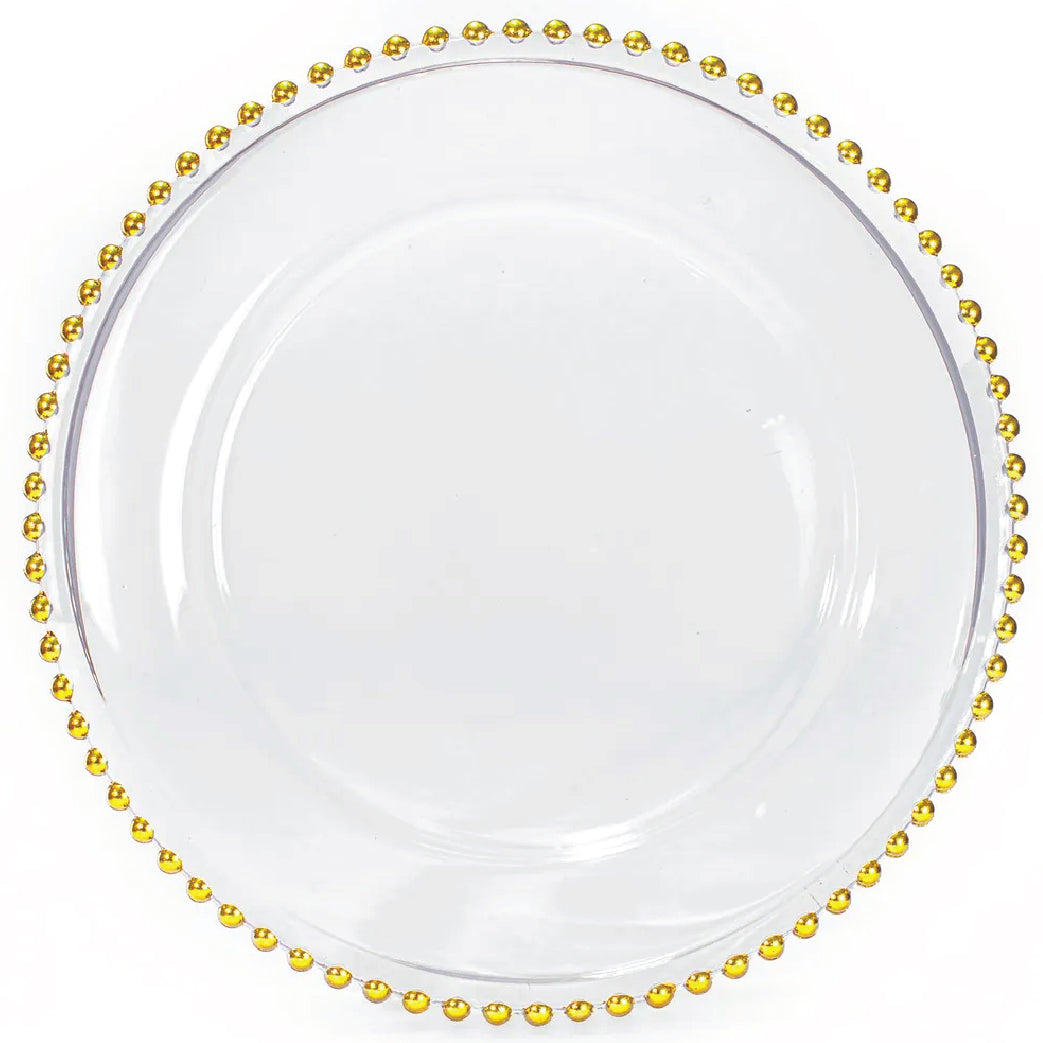 Transparente con perlas doradas